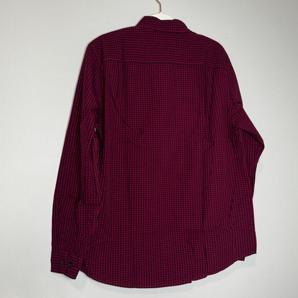 Hawker Rye Men's Checkered Button-Down Shirt Burgundy 100% Cotton NWT XL - Picture 5 of 8